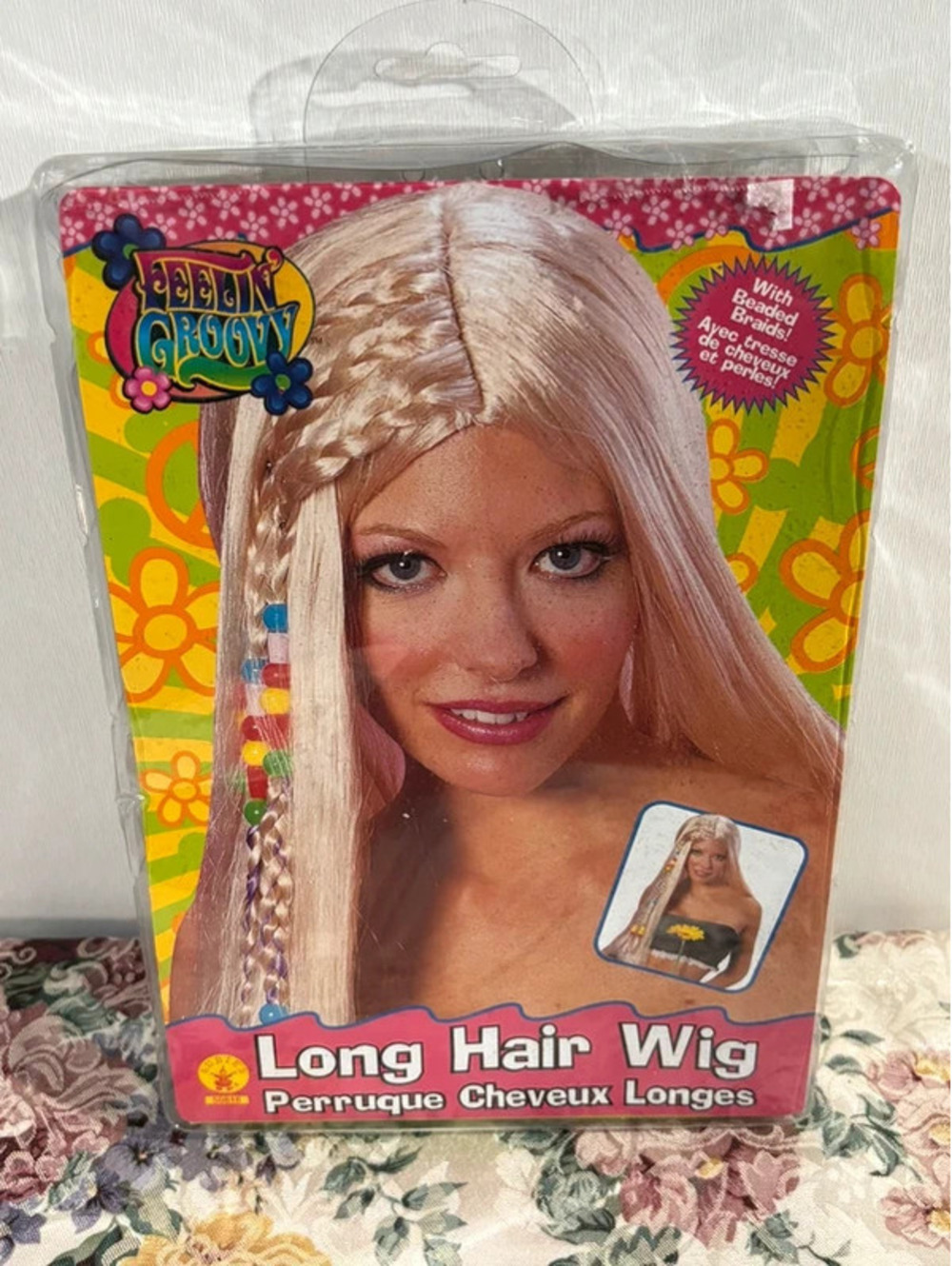 Halloween Wig Rubie’s Long Blonde Hair Beaded Braids 60s 70s Hippie Costume